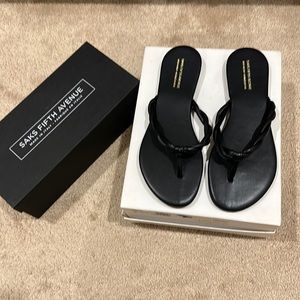 Black Leather Sandals - Saks Fifth Avenue - size 10